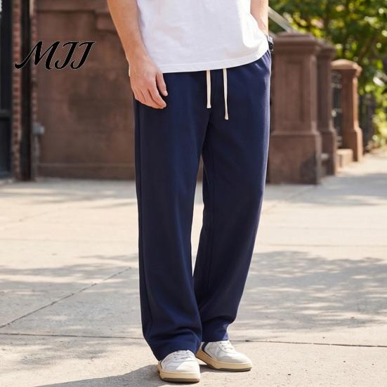 Solid Color Versatile Trousers Men Baggy Sweatpants, Loose Fit Straight Leg Trousers, Drawstring Waist Comfort Pants Joggers, Athletic for Gym