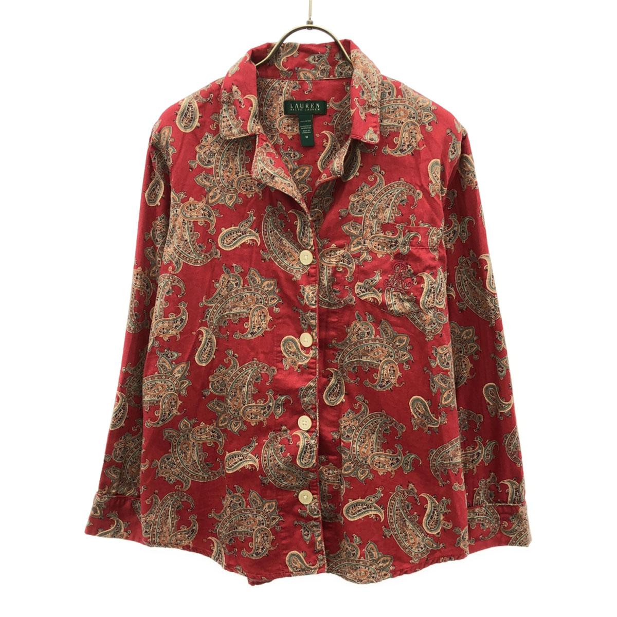 

LAUREN RALPH LAUREN Paisley Pattern Logo Embroidery Long sleeve Cotton shirt Women Used