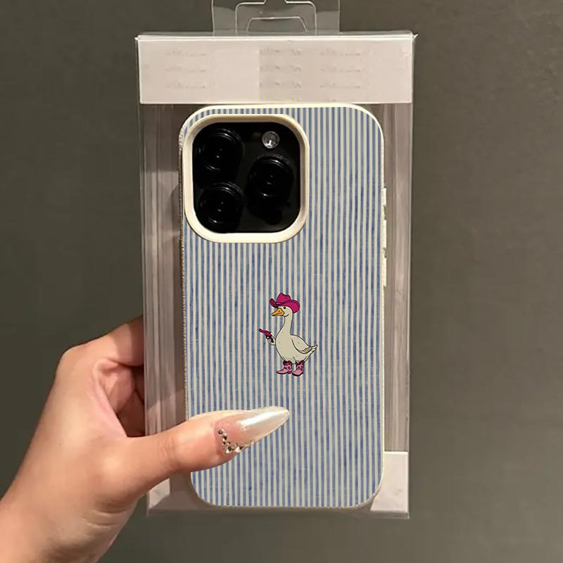 Western Cowboy Goose Stripe Pattern Phone Case For iPhone 17 Pro Max 16 15 14 13 12 11 Pro 14 15 Plus 17 Air Silicone Soft Cover