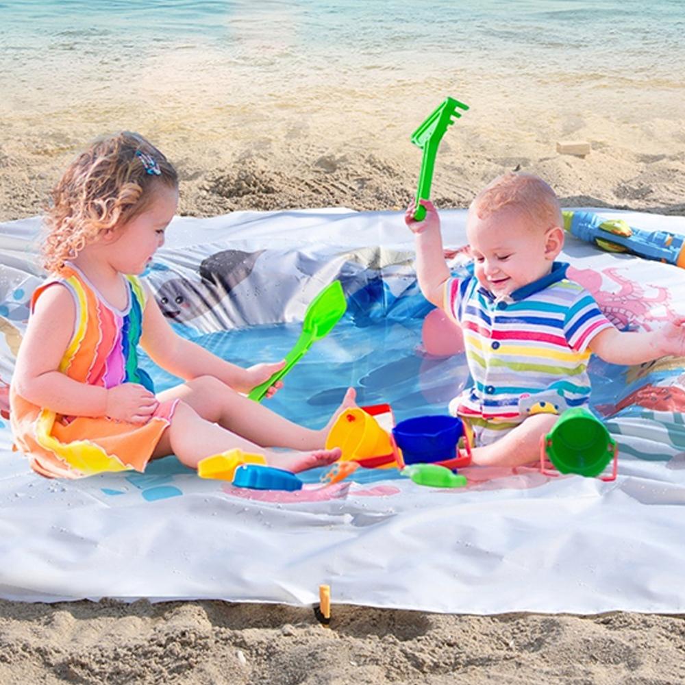 Multi Functional Beach Mat Portable Floor Mat Picnic Waterproof Toy Bag Water Play Summer With G1C6