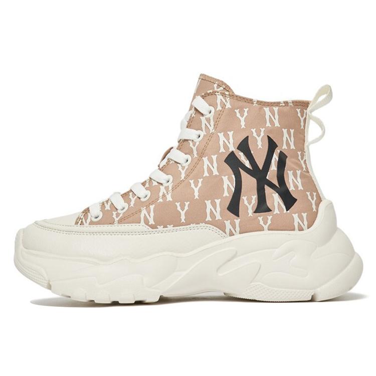 

New MLB Chunky High Cushioning Anti Slip And Wear Resistant High Top Chunky Sneakers Unisex Dark Beige Yellow 3ASHULM2N-50BGD 42.5