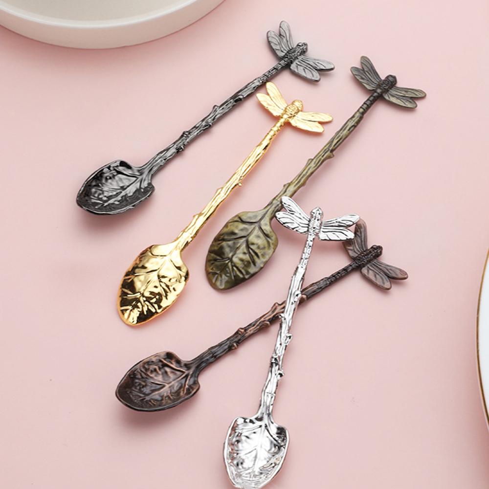 Dragonfly Design Coffee Spoon Metal Bar Tea Spoon Stirring Tool Kitchen Dessert Scoop Tablewear