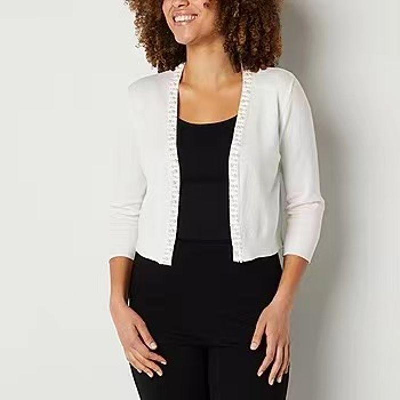 Sunshine House Summer and Autumn Export Fashion Short Knitwear Outwear Plus Size Women's Clothing Beaded V-neck Cardigan Shawl Outer Match