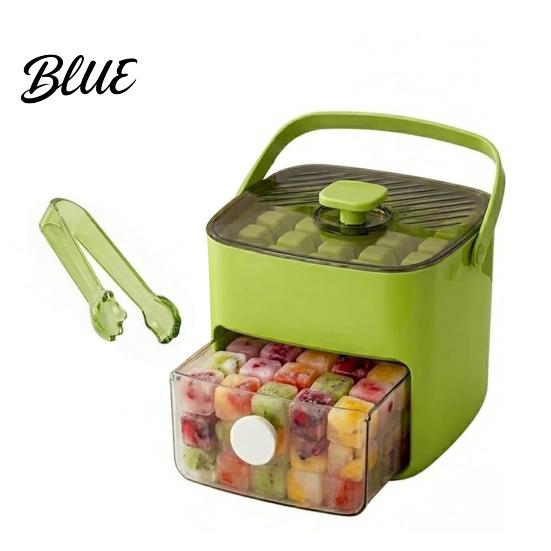 Efficient Ice Making System 48 Cube Maker with Easy Push Release Lid Bin Tray Built-in Storage Box for Whiskey Cocktails Coffee Beverages Freezer