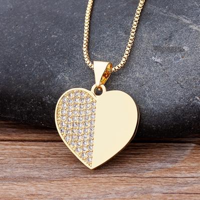 Nidin Luxury Fashion Cubic Zirconia Heart Pendant Women Gold Plated High Quality Chain Necklace Sparking Jewelry Party Gift