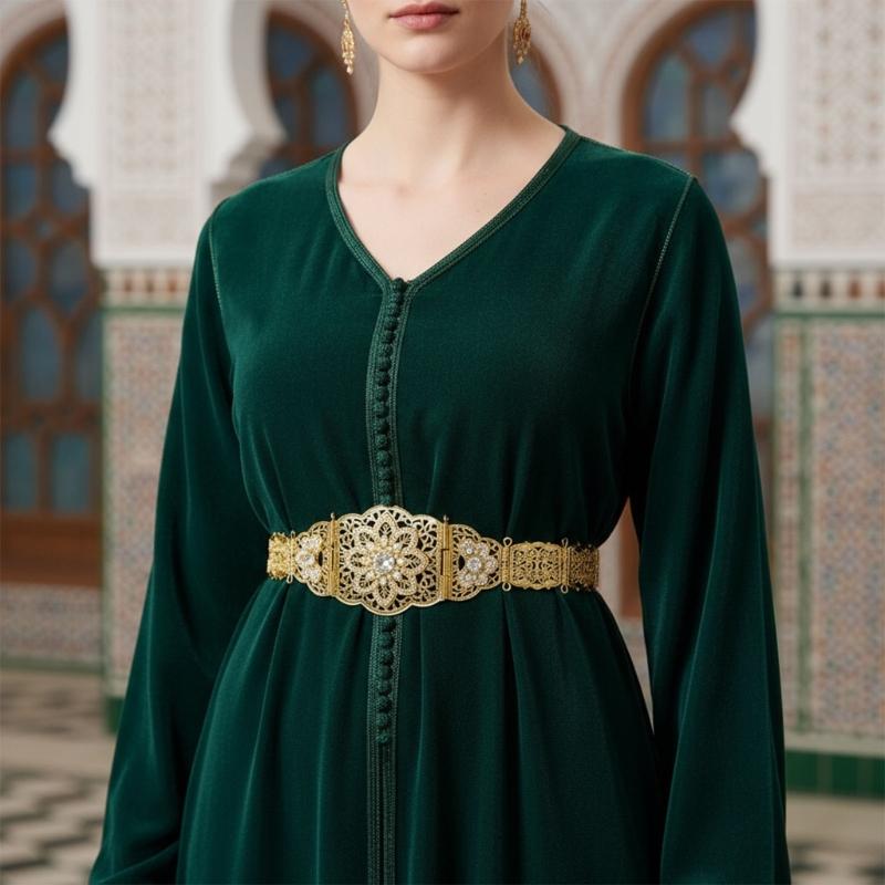 Blingbling Waist Belt Stylish Carved Floral Waist Chain Belt Elaborate Chain Belly Chain for Wedding Waist Chain