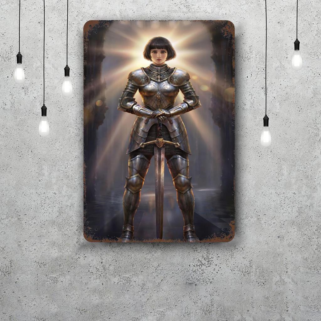 St Joan of Arc Vintage Metal Tin Signs Posters Decor Retro Metal Plaque Wall Art Decor for Garage Bar