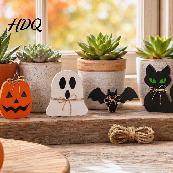Retro Halloween Decor 6Pcs Tiered Tray Decor Ghost Black Cat Mummy Figurines