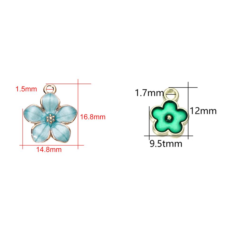 10Pcs/Lot Enamel Flower Shape Charms Pendants Necklace Bracelet Charms for DIY Jewelry Making Supplies Accessories