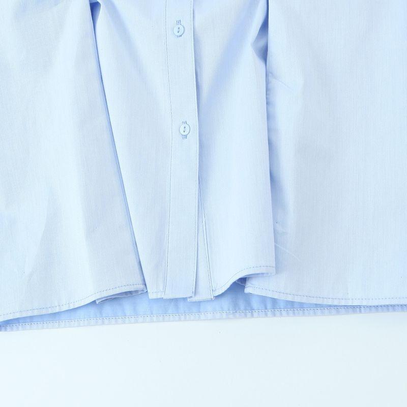 Kaslead New Arrival Women's Fashion Style Waist Button Decoration Long Sleeves Lapel Shirt 2190772 406