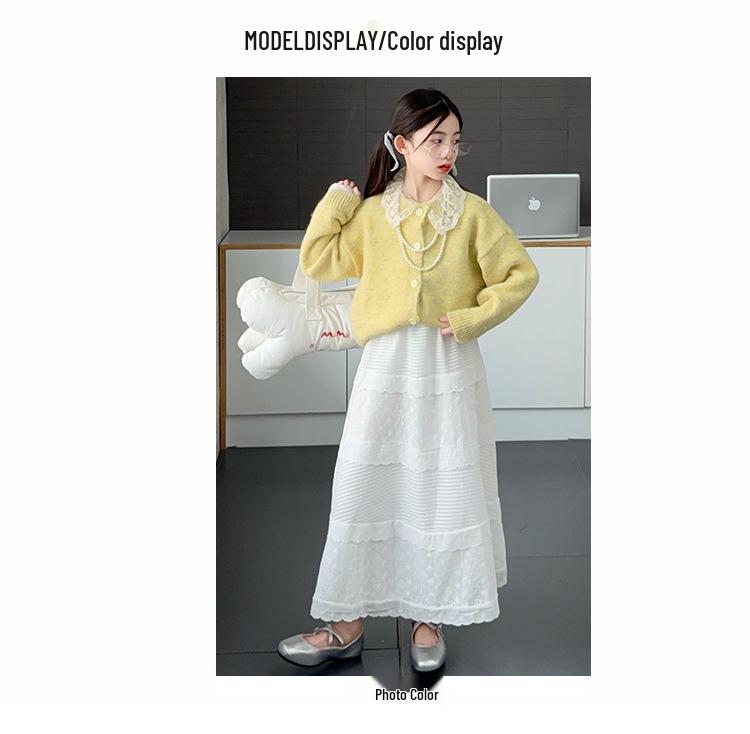 Herbst 2025 Mädchen Modischer Pullovermantel im koreanischen Stil - Stilvolles Outfit für große Kinder