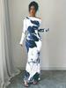 2026 One-Shoulder White Floral Slim-Fit Maxi Dress for Women
