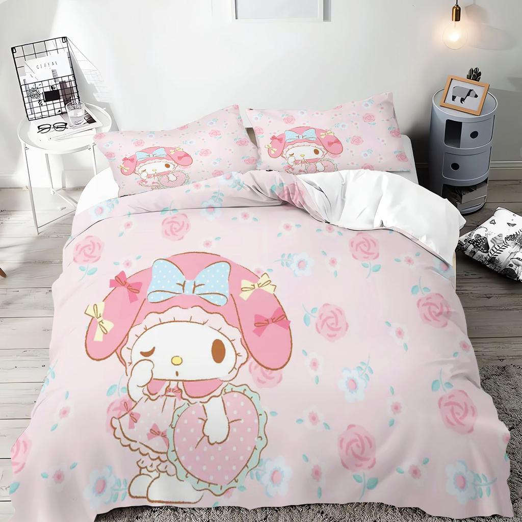 My Melody Sanrio Series Bedding Set Comforte Luxus 3-Piece 1 Quilt Cover  Exquisite Birthday Gift 100% Polyester Home Decor