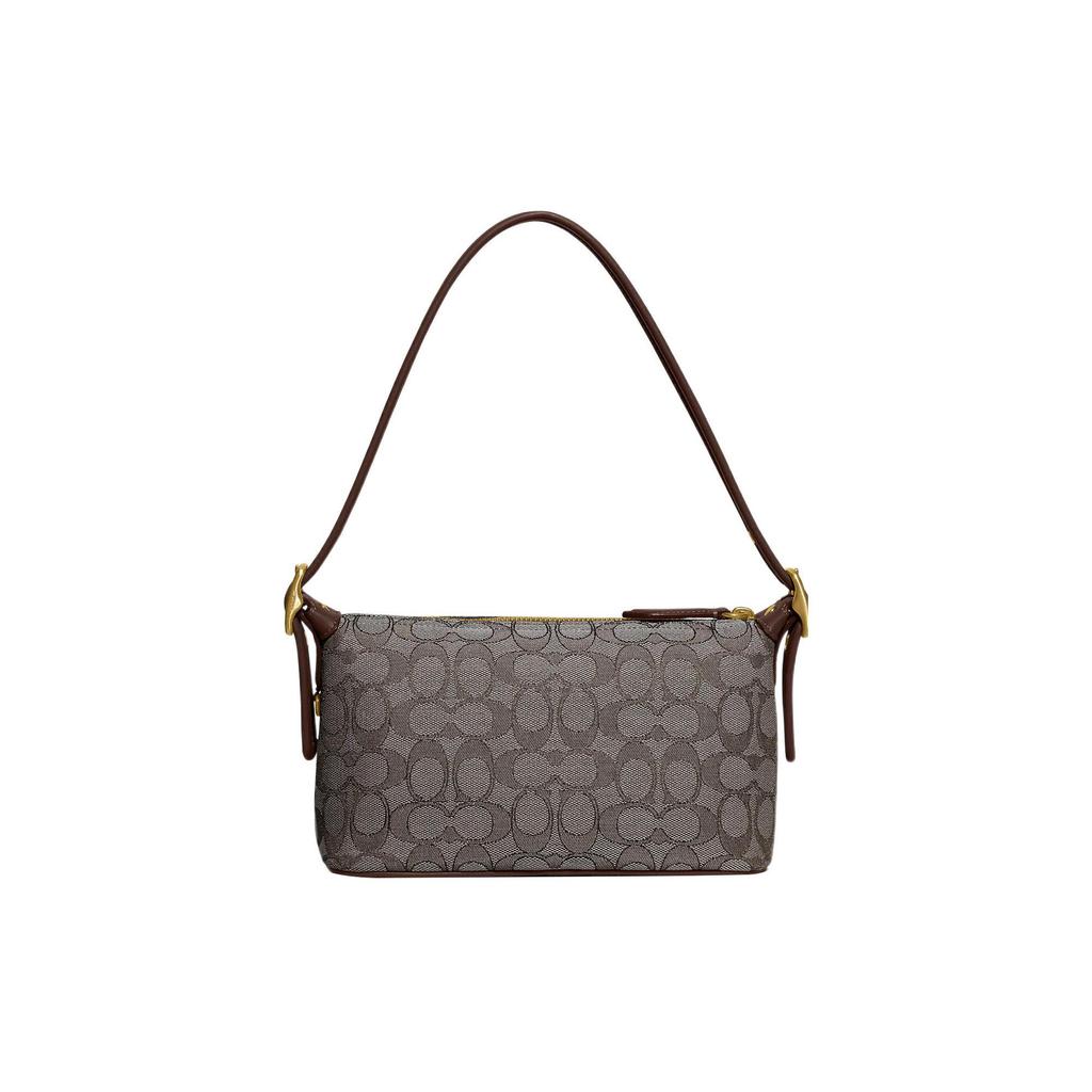 COACH Demi Jacquard Fabric With Recycled Leather Shoulder Bag, Handbag Medium Women's Brown CE736-B4S0M