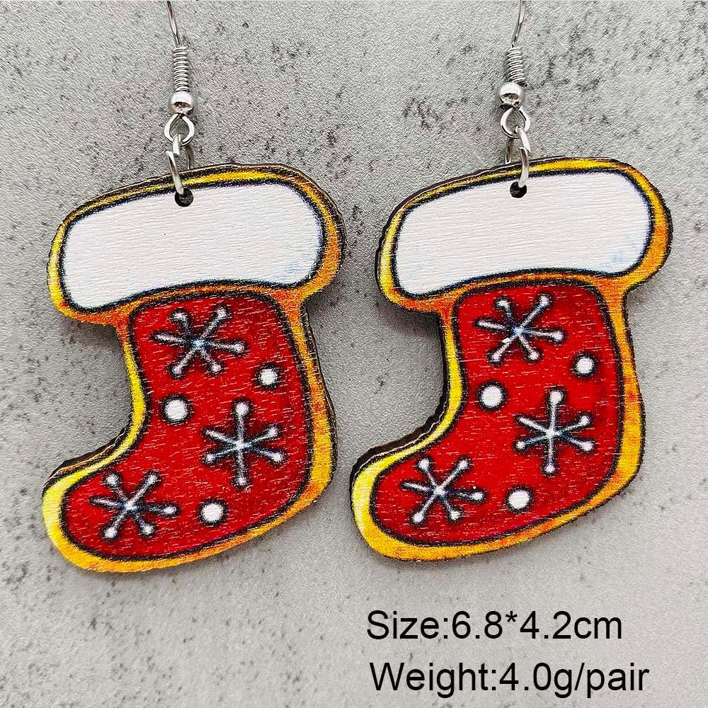 Festive Wooden Earrings: Gingerbread Man, Christmas Tree, Santa Claus, Snowman Prints