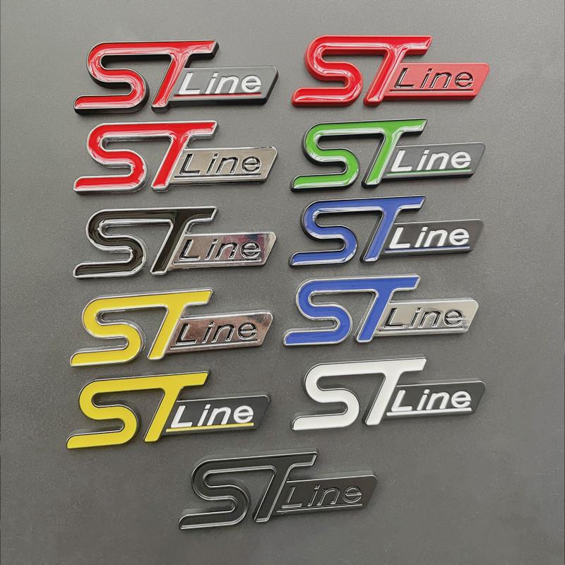 3D Metal Logo ST Line Emblem Car Trunk Badge For Ford Edge Puma Kuga Mondeo Fiesta Ecosport Focus ST Line Sticker Accessories