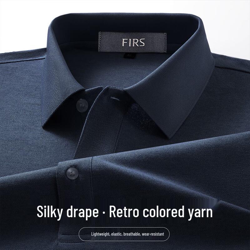 FIRS Men s Retro Color Yarn Business Casual Short Sleeve Polo Shirt XL