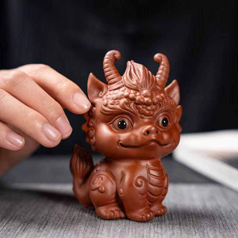 Miniature Dragon Statue Tea Pet Ornament Desktop Tea Decoration Tea Accessories for Farmhouse Office Garden Bookcase Apartment