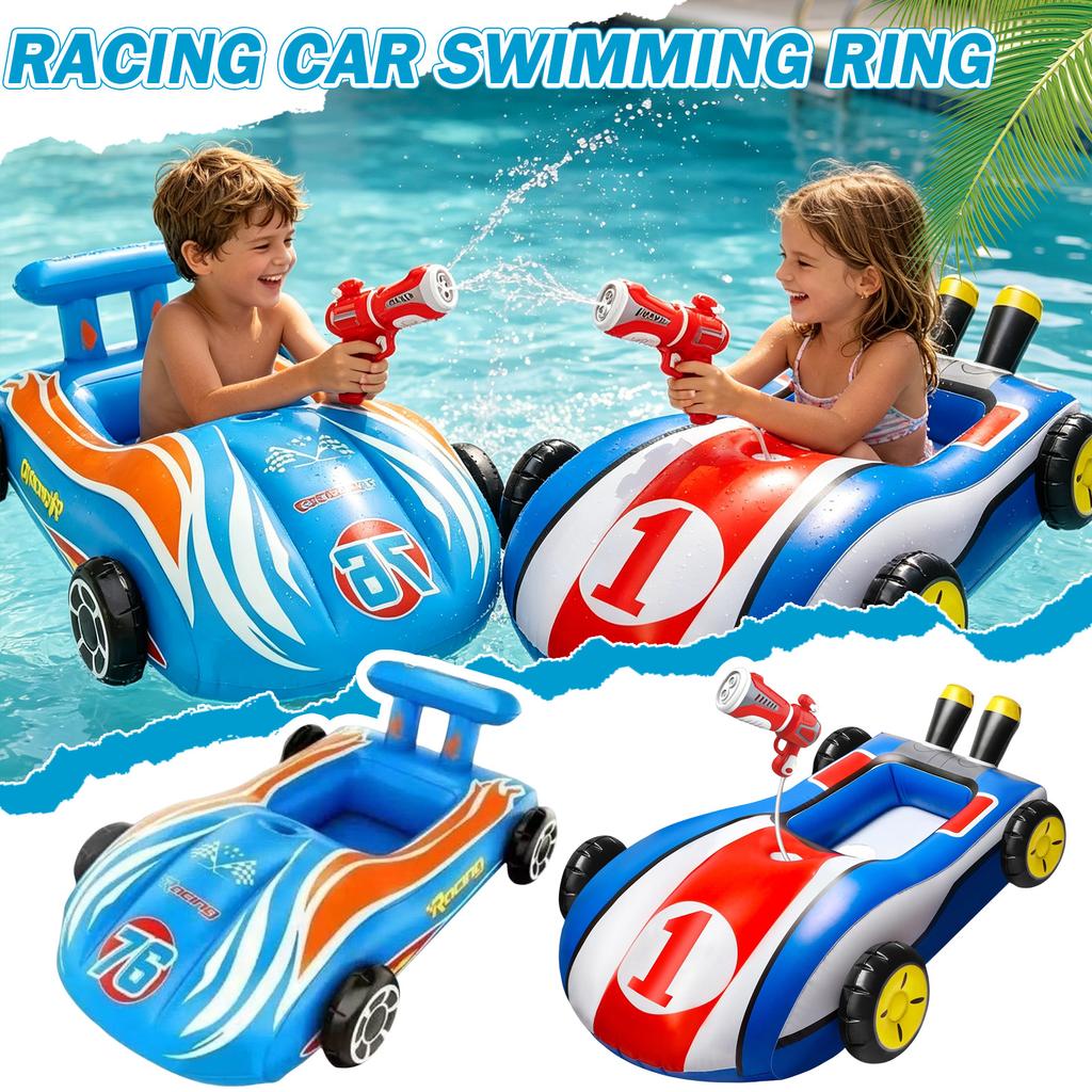 Aufblasbares Kinder Auto Pool Schwimmring PVC Schwimmring mit Spritzpistole Outdoor Tragbarer Wasserspiel Schwimmring für Kinder