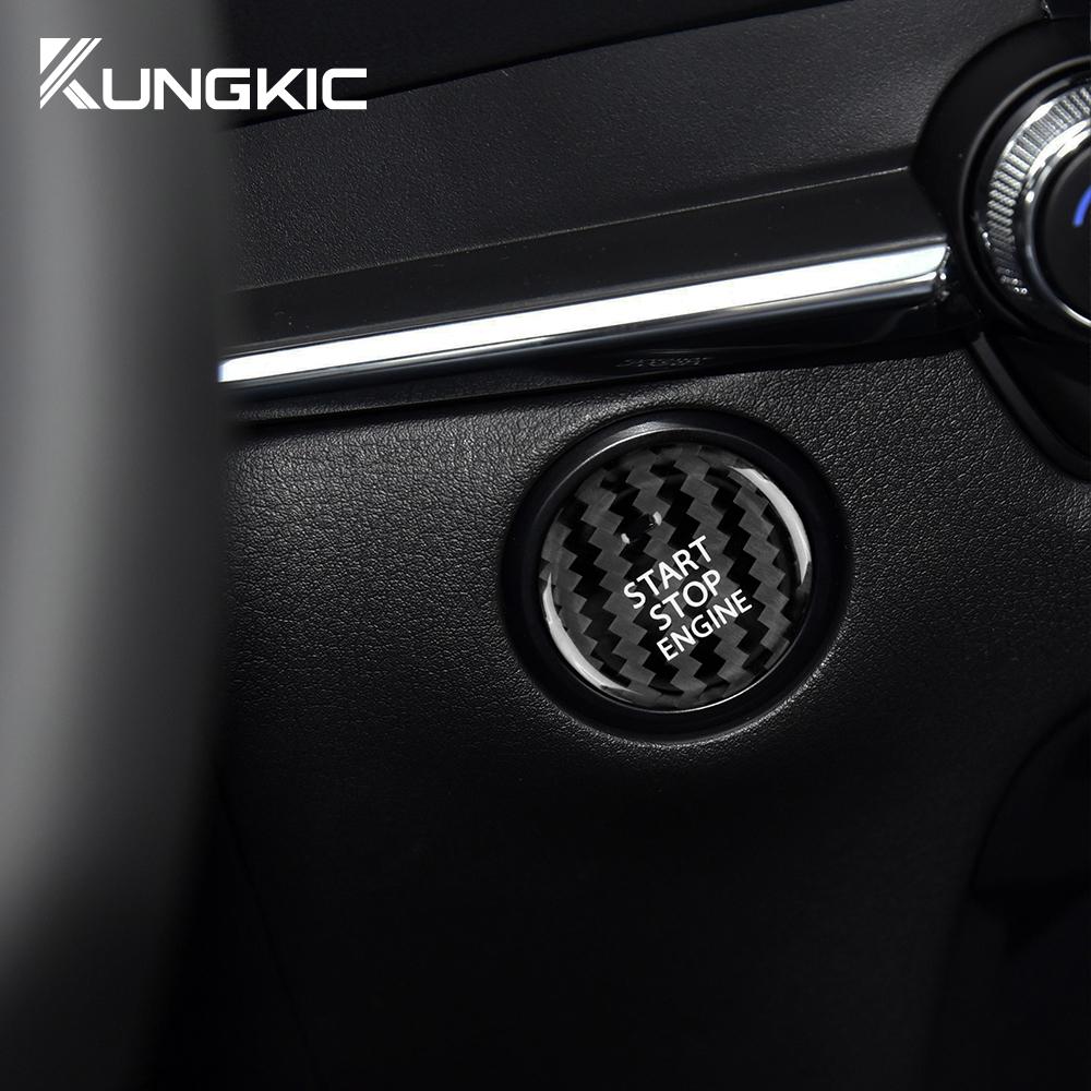 Real Carbon Fiber Start Button Cover for Mazda 3 Axela BP 2020-2025 and Mazda CX-30 2020-2025 - Interior Moulding Accessory