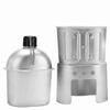 Langlebiges Aluminium Feldflaschenbecher-Kocher-Taschen-Set Mit Abdecktasche Silbernes Feldflaschenbecher-Set 900ml/30.43oz Feldflaschen-Set Rucksacktouren