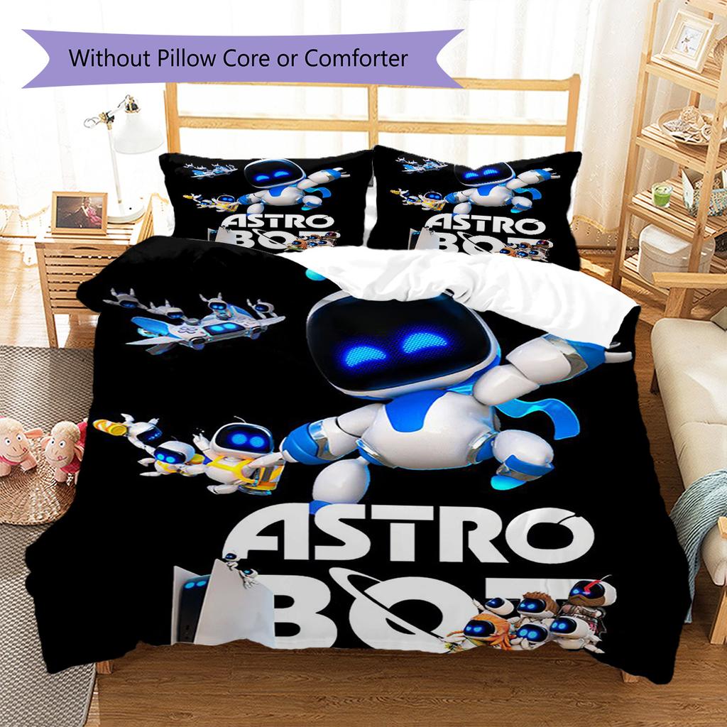 Parure de lit motif ASTRO BOT, Ensemble couette Housse de couette Taie d'oreiller Cadeau d'anniversaire pour la maison (1 housse de couette + 2 taies d'oreiller, sans garniture.)