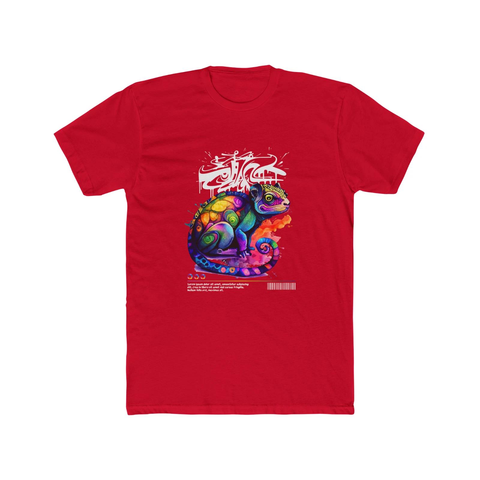 Psychedelic Chameleon Tee | Colorful Lizard Graphic T-Shirt M