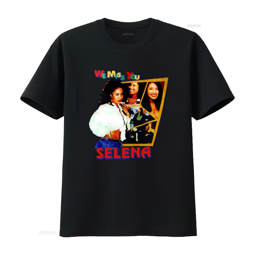 Selena We Miss You 80s T Shirt Vintage Washed Stylish Slightly Stretched Graphic Homme Unisex Soft Fashion Casual Versatile