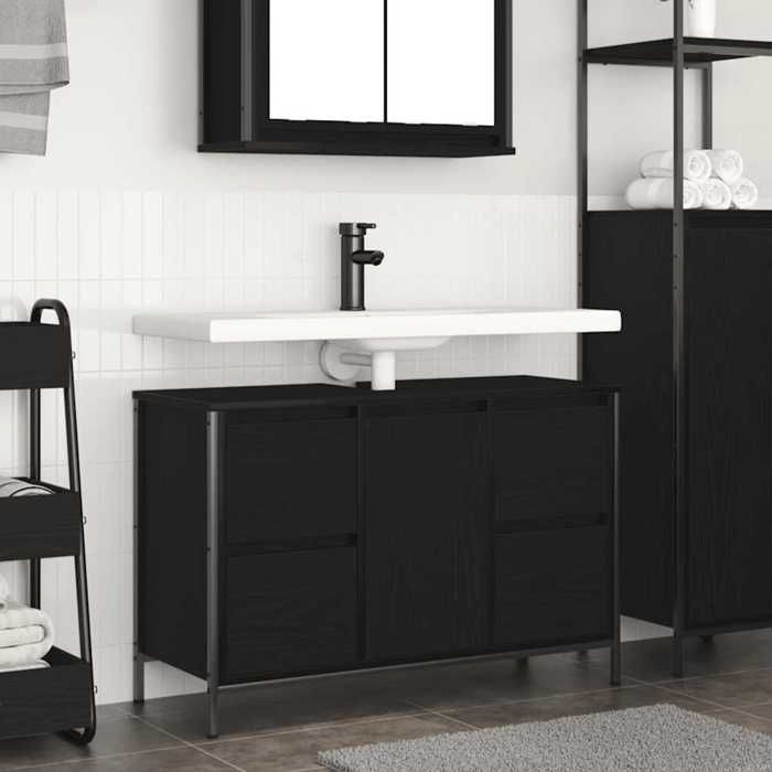 VidaXL Vanity Unit with Drawers Black Oak 90x34.5x60 Cm, Bathroom Vanity Unit, Bathroom Under-Sink Cabinet 861887
