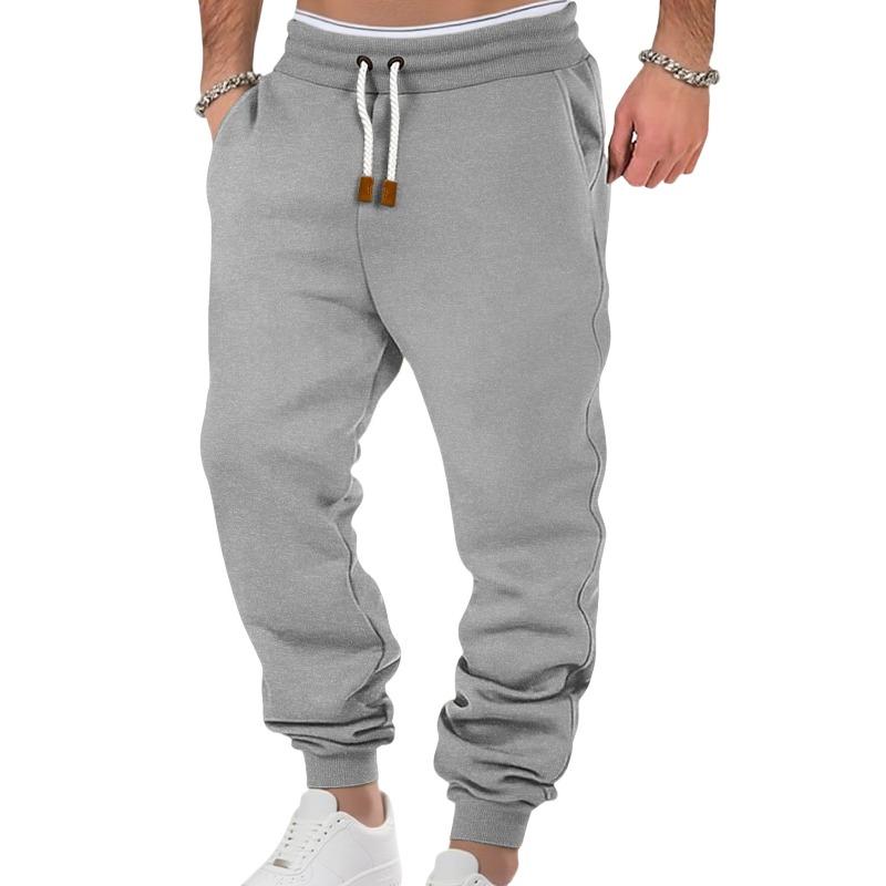 Men's pants spring and autumn solid color trendy sports casual sweatpants loose tied feet stacking pants