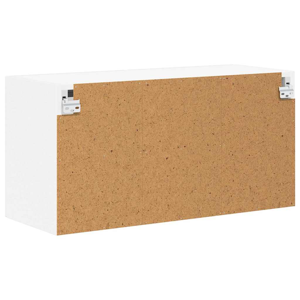 Lucca Wall Mounted Glass Cabinet High Gloss White 80 X 31 X 40 Cm