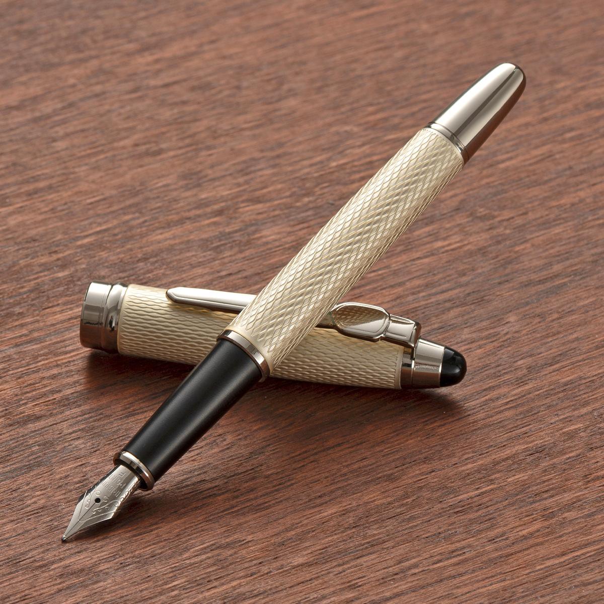 

Metal Brass 26 Nib Classic Fountain Pen Calligraphy Practice Ink Cartridge Engraving Large curved tip-1.0mm срібний