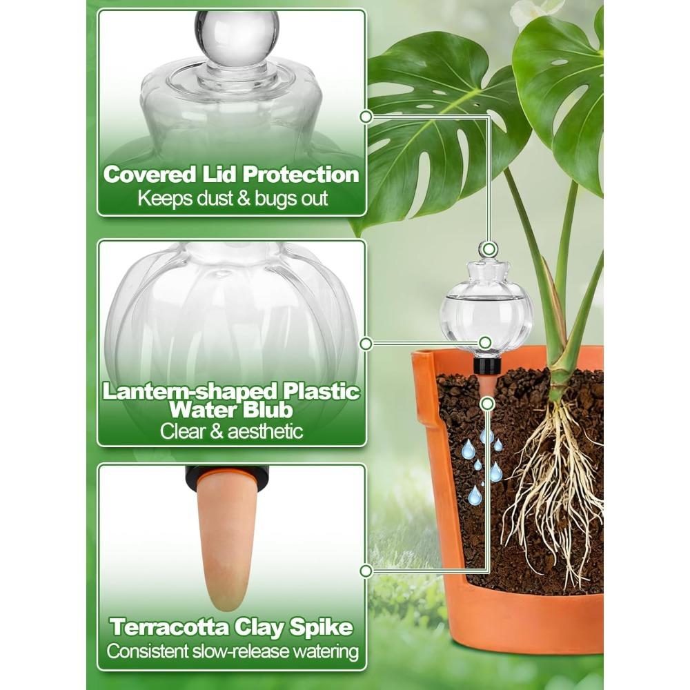 4pcs Leakproof Plant Watering Globes - Top Fill Self Watering Planter Insert Slow Release Water Bulbs with Terracotta Spikes for Indoor Plants