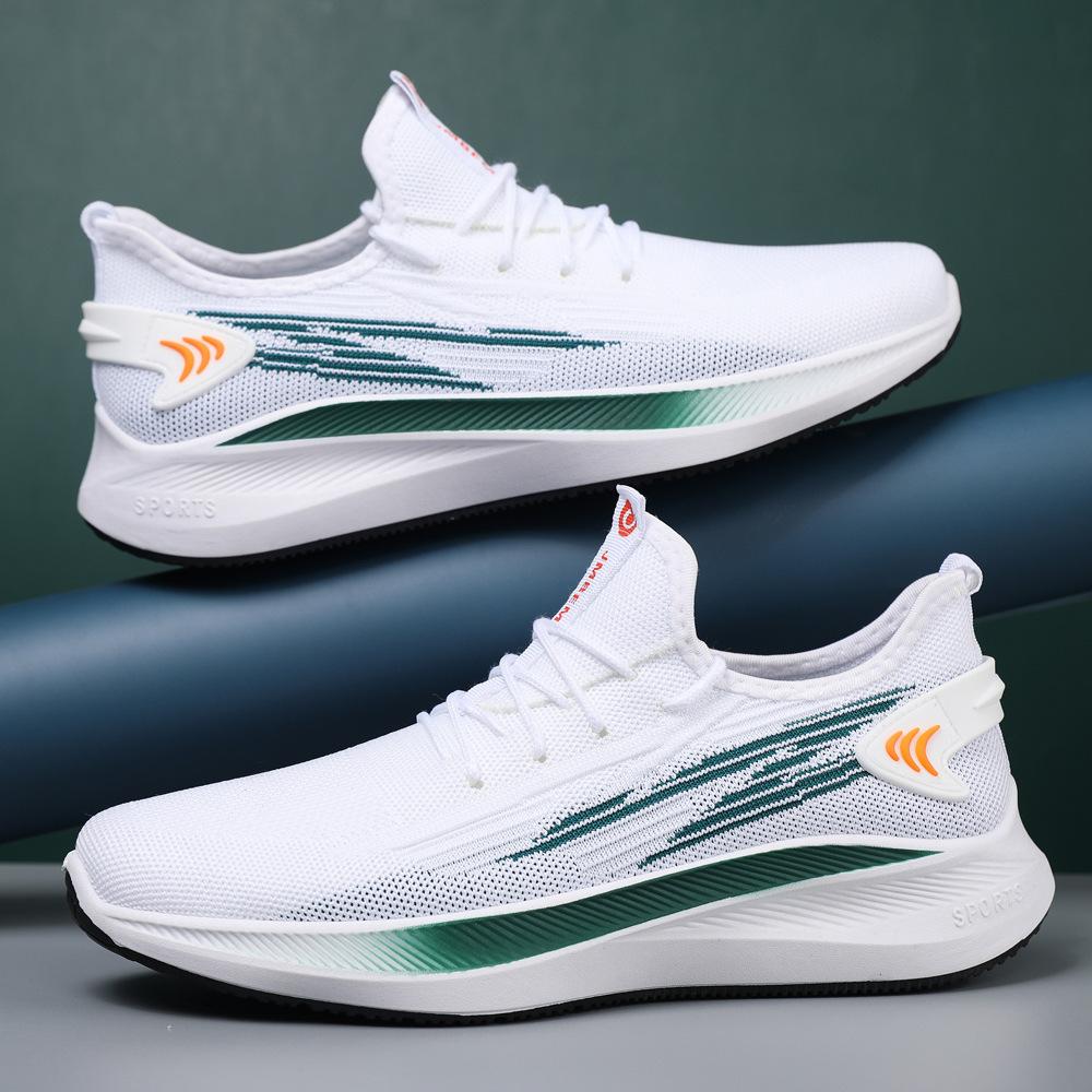 

Новая спортивная мужская обувь из летящего трикотажа для улицы, повседневная, легкая и дышащая, для бега, мужская мода, обувь на мягкой подошве 44