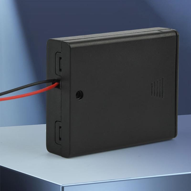 4Slot 3A Battery Holder with Spring Contacts and On Off Switcher for 6V Devices Color Wire Included