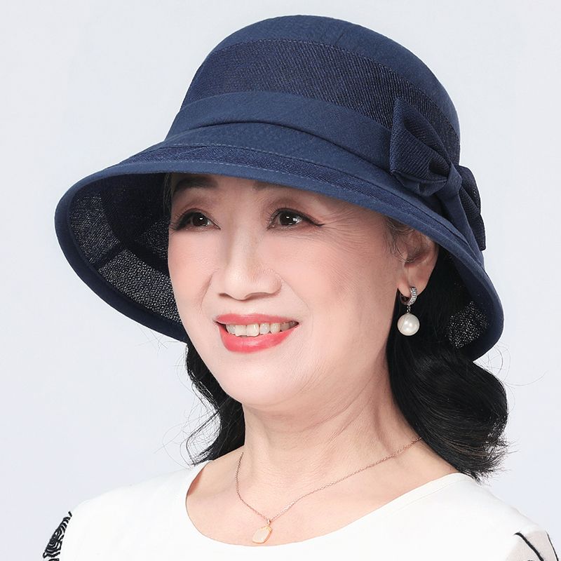 

Summer Middle-Aged and Elderly Hat Wig Integrated Short Roll Sun Shade Sun Protection Hat Cool Summer Sun Hat Ladieswear Bucket Hat Navy blue + Brown clavicle roll +3 piece set