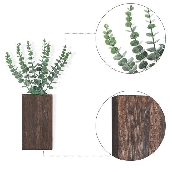 Wooden Wall Planter Rustic Farmhouse Living Room Bedroom Office Wooden Wall Mount Greenery Plants Dried Flowers Pot Vase Decoration