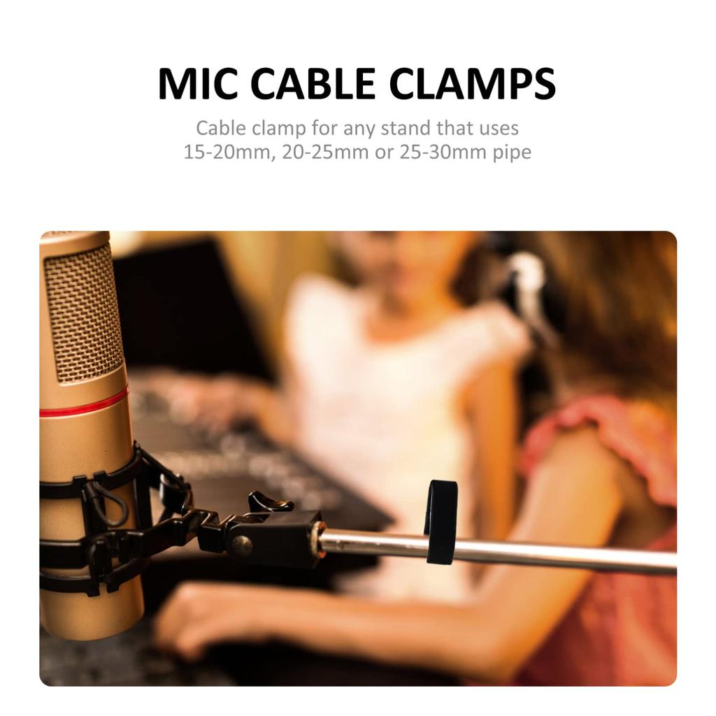 SEWACC Microphone Pole Clip Microphone Holder Clip Microphone Stand Clip Plastic Microphone Boom Pole Karaoke Accessory 10 Pieces Black