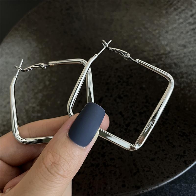 Metallohrringe Damen Box Creolen Geometrische Form Trimmen Gesichtsform Schlanke Ohrringe