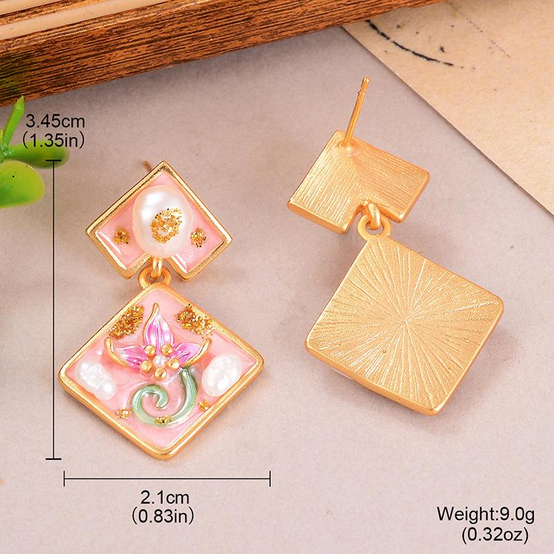 Medieval Style Oil Painting Series Earrings Baroque Pearl High-end Goods New Chinese Style Earrings Versatile Temperament New Women