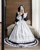 Maid Costume Cosplay British Style Lace Ribbon Maid Costume Long Short Sleeve Long Sleeve Maid Costume Lace British Halloween Formal Maid Cafe Coffee
