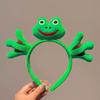 Süßes Plüsch-Grünes-Herz-Froschkopf-Stirnband für Damen - Cartoon-Frosch-Haarband zum Gesichtswaschen