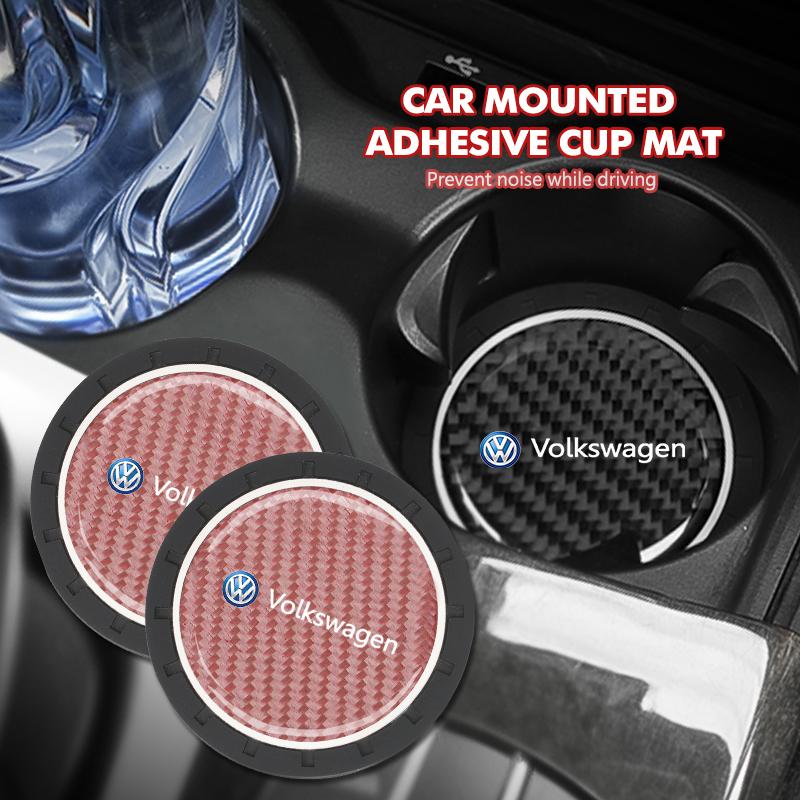 BAG1 2pcs Car Water Coaster Cup Pads Non-Slip Mats Accessories For Volkswagen VW Polo Jetta Sagitar Magotan Passat B5 B6 B7 CC Tiguan