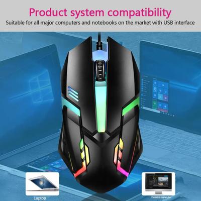 Kabelgebundene Gaming-Maus mit USB-Anschluss, LED, RGB, ergonomisch, 1200 DPI, 3 Tasten, hochpräzise Stummschaltung, optische Maus für Desktop-Computer, Büro, PC-Zubehör