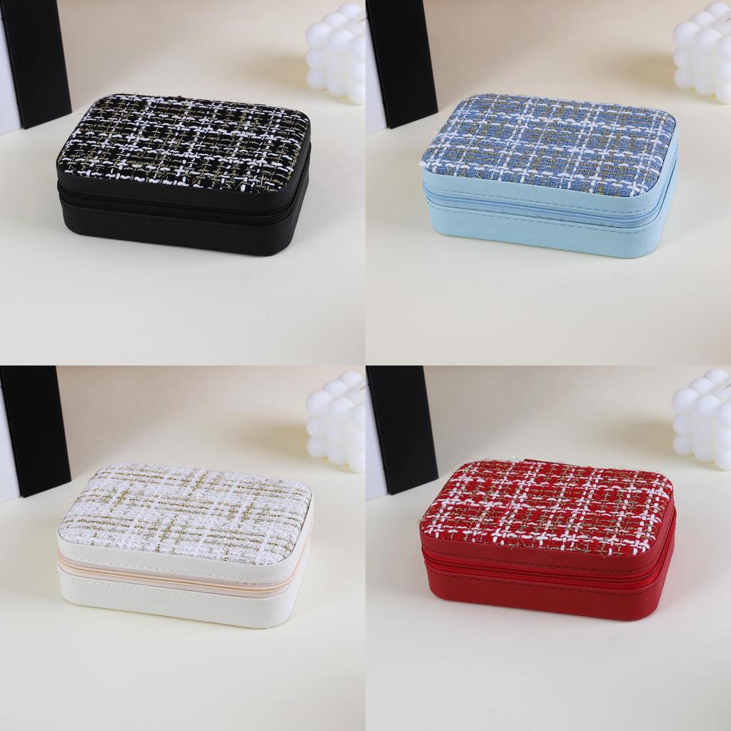 Small Style Leather Jewelry Box With Zipper And Dividers For Necklaces And Rings