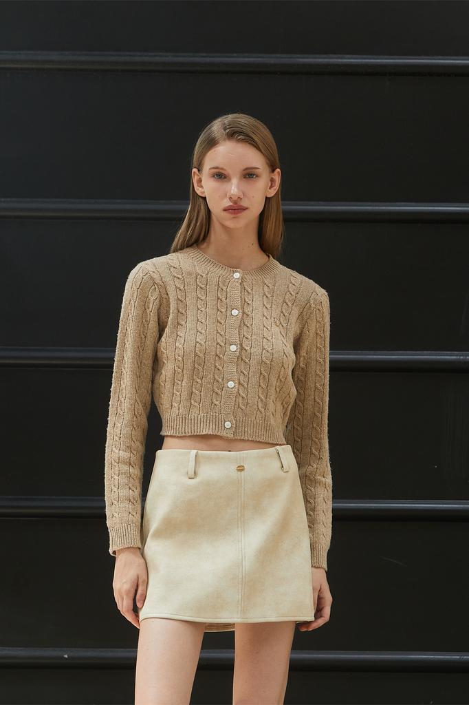 Anoetic Gold Logo Mini Skirt_Ivory