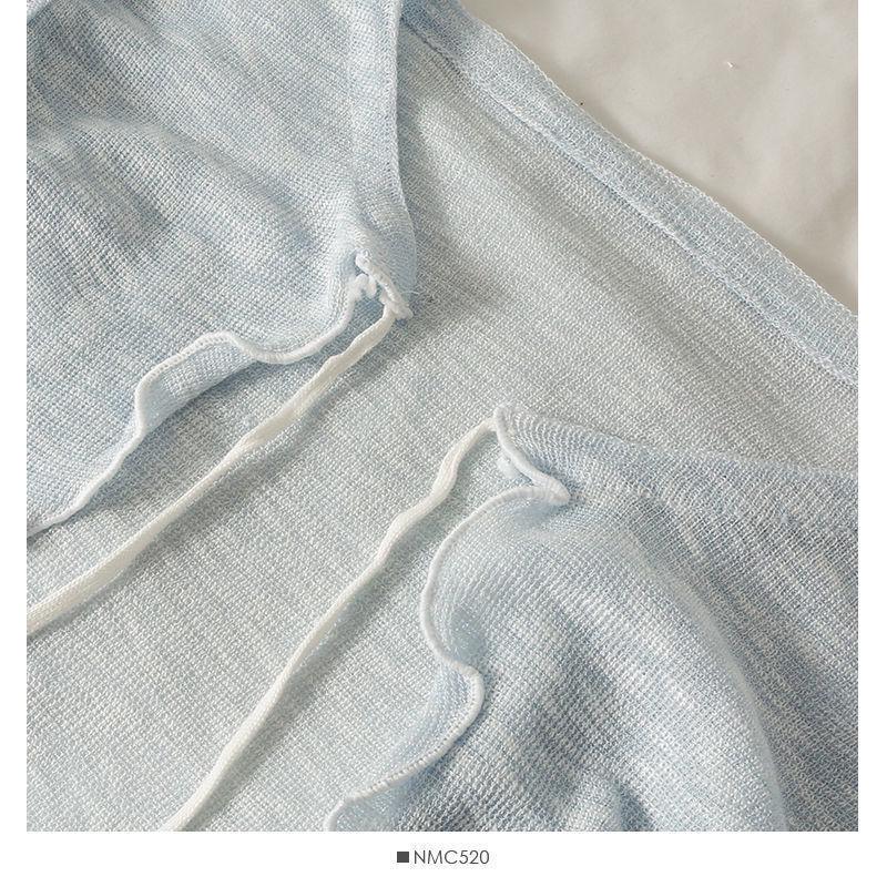 Women’s Lace-Up Ruffled Ice Silk Cardigan - Sun Protection Long Sleeve Chiffon Cover-Up Shawl for Summer