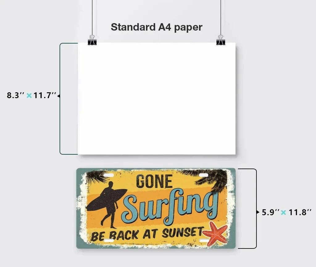 Summer Beach Retro Tin Sign Licenses Plate Plaque Metal Vintage Poster for Pub Bar Surf