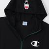 Champion Long Sleeve Stretch Windproof Zip Hooded Jacket with Men's Anti-Static Water-Repellent One-Point Logo, Black, C3-ZG601