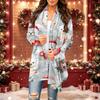Women's Casual Christmas Print Mid-Length Open Front Cardigan Sweater for Holiday Wear